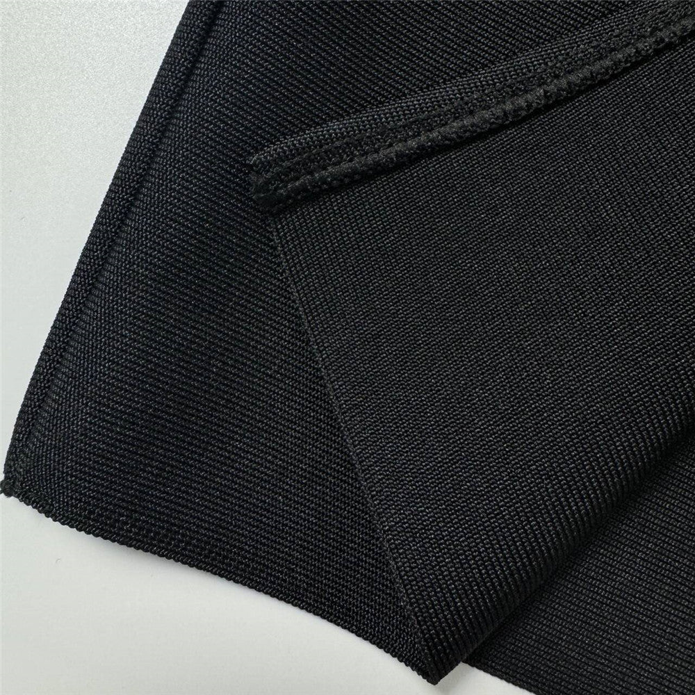 Luxury Black Half-Turtleneck Long Sleeve Bandage Skirt Set - Two Piece Bodycon