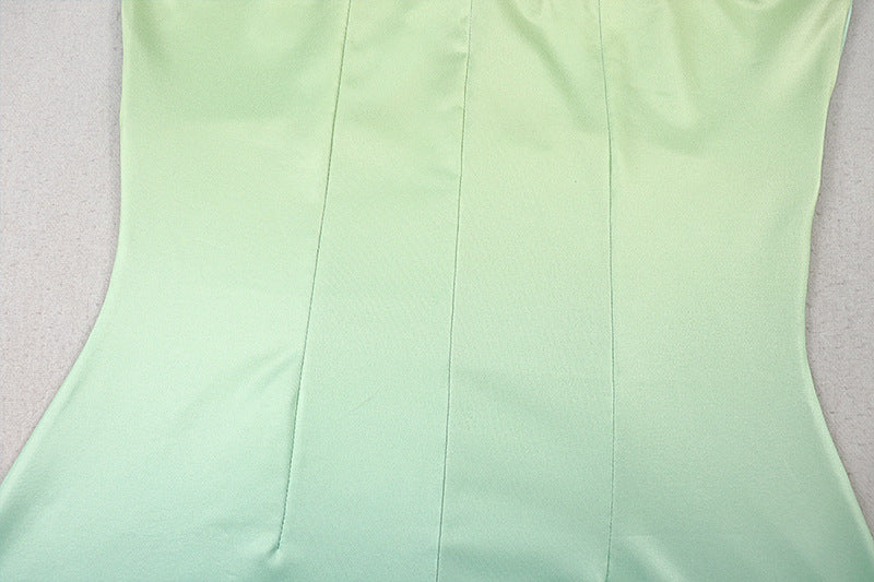 Turquoise Floral Ombre Halter Maxi Dress - Ruched Cutout A-Line Dress