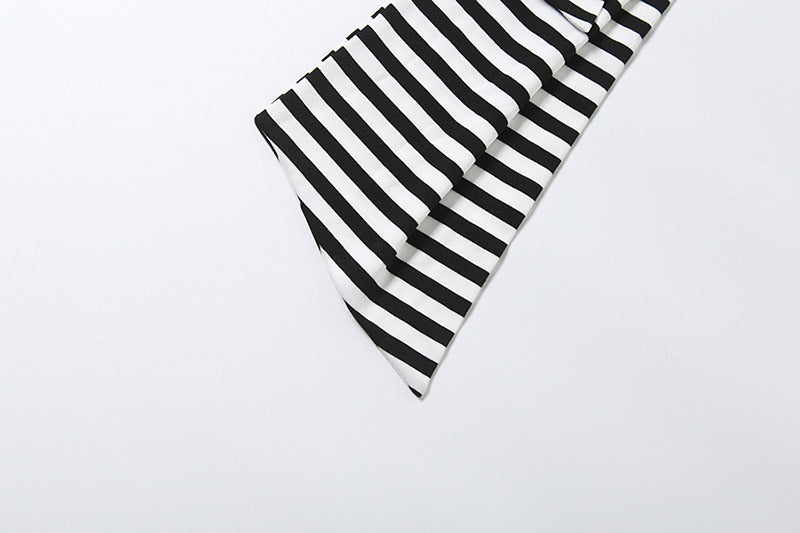 Summer Women Sexy Cropped T shirt Ribbon Shorts Striped Two Piece Sets