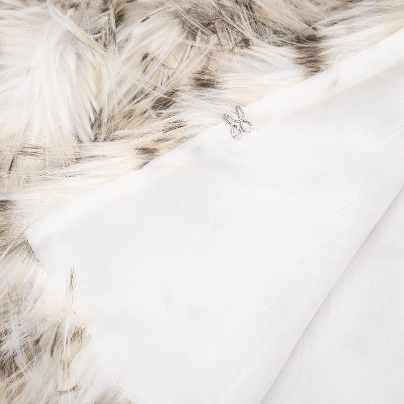 Women’s Leopard Print Faux Fur Collar Cardigan – Fall/Winter Casual Outerwear