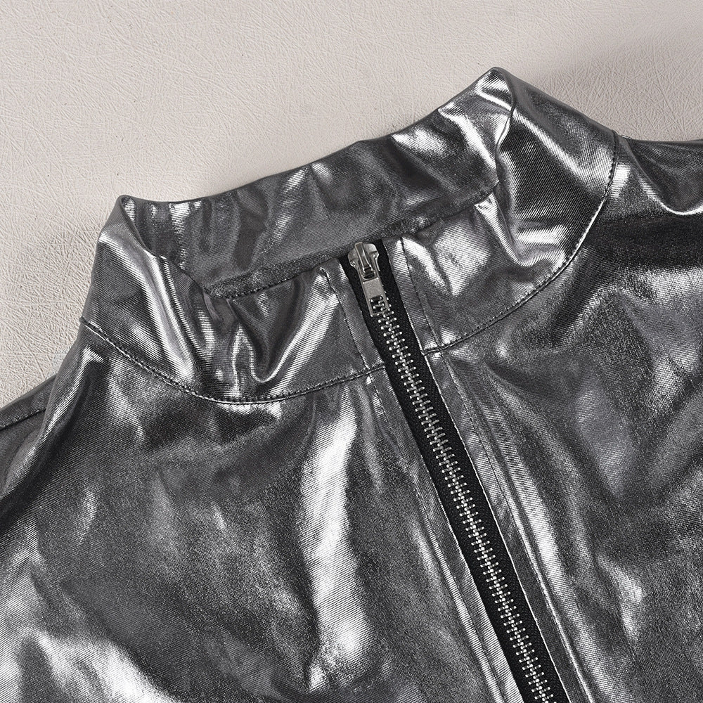 Hollow Out & Flare Patent Leather Set