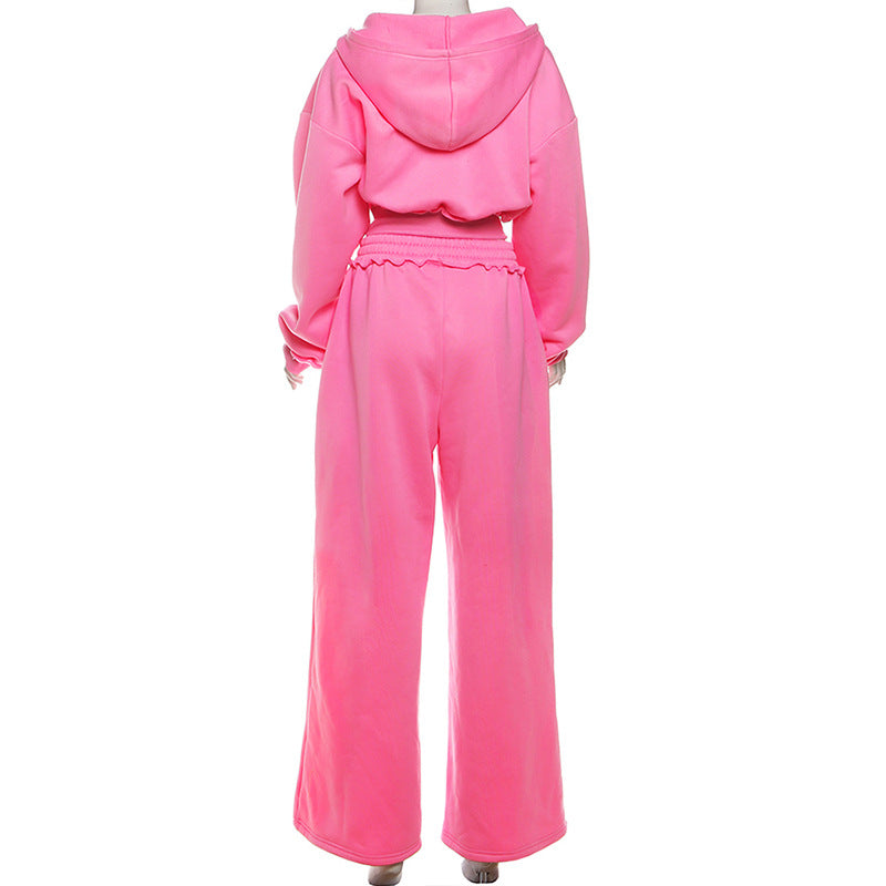 🍂 Nova Hooded Crop Jacket & Wide-Leg Pant Set