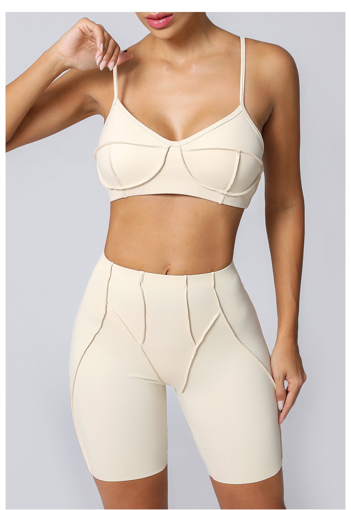 Women's Yoga Sports Set – Slim Fit High Waist Shorts & Sleeveless Top