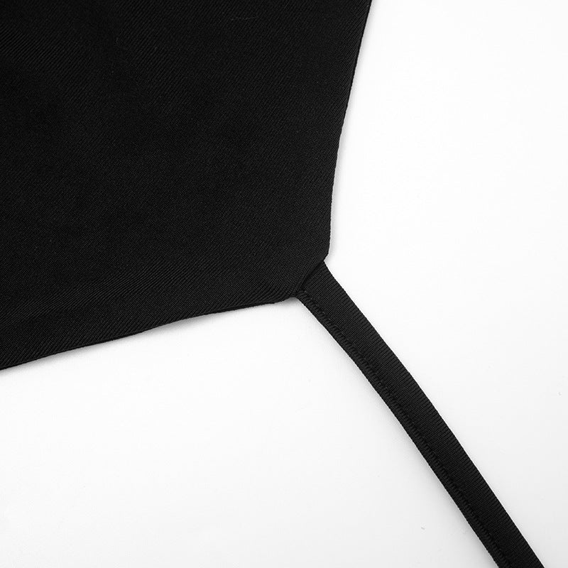 Black Hollow Out Cutout Maxi Dress – Sexy Halter Lace Long Sleeve Bodycon Dress