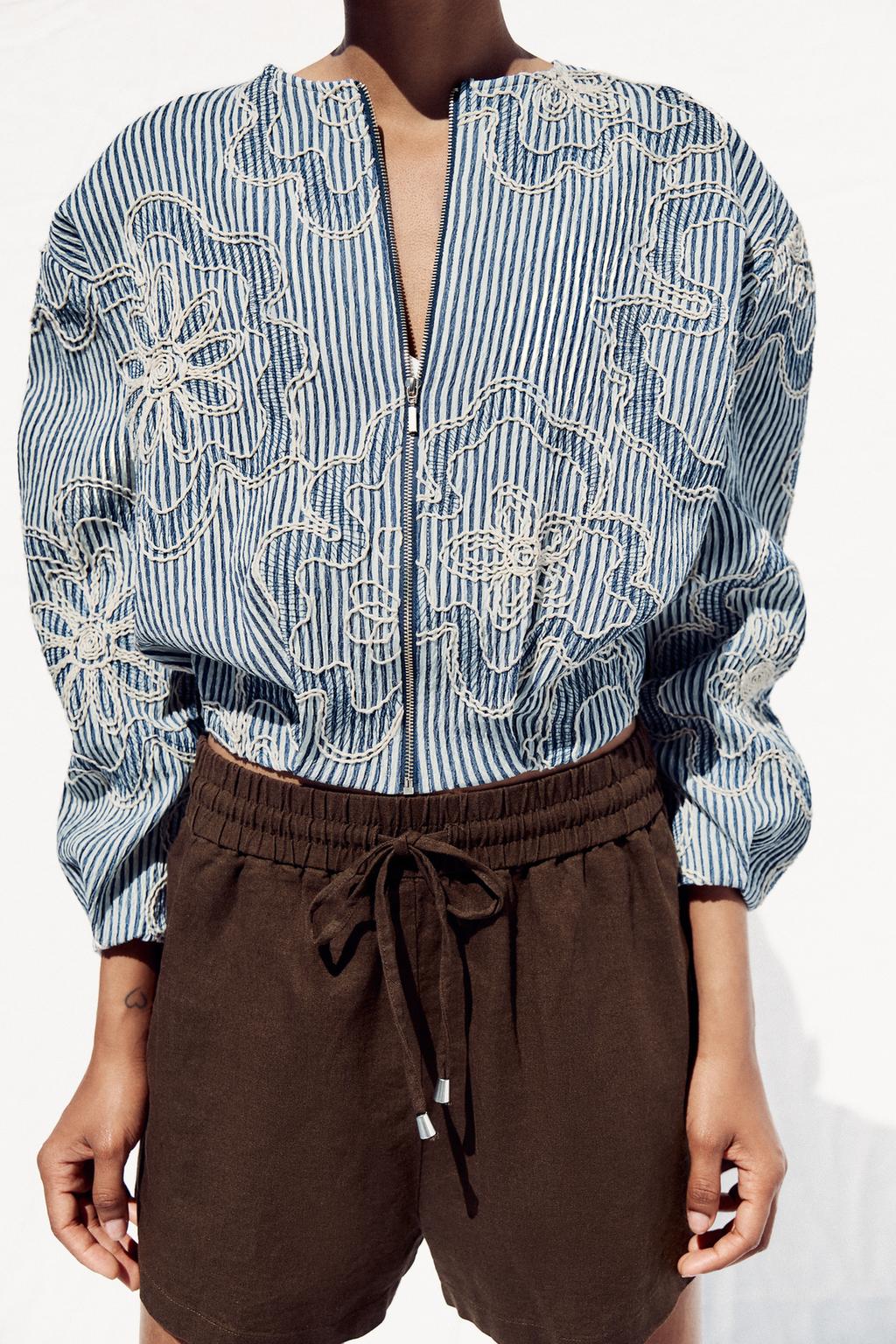 Casual Embroidered Striped Jacket