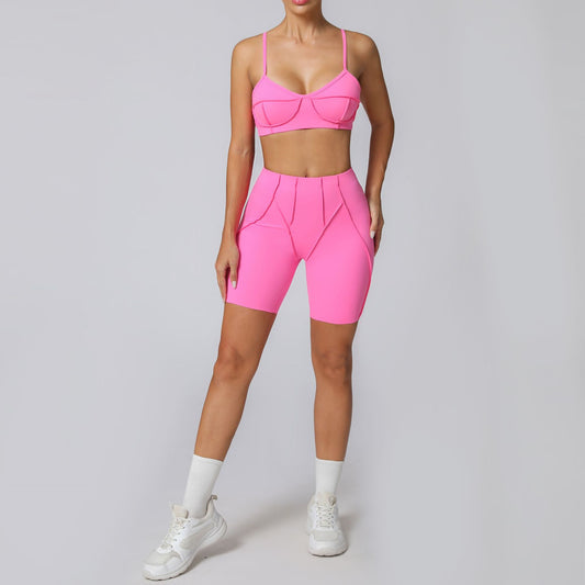 Women's Yoga Sports Set – Slim Fit High Waist Shorts & Sleeveless Top