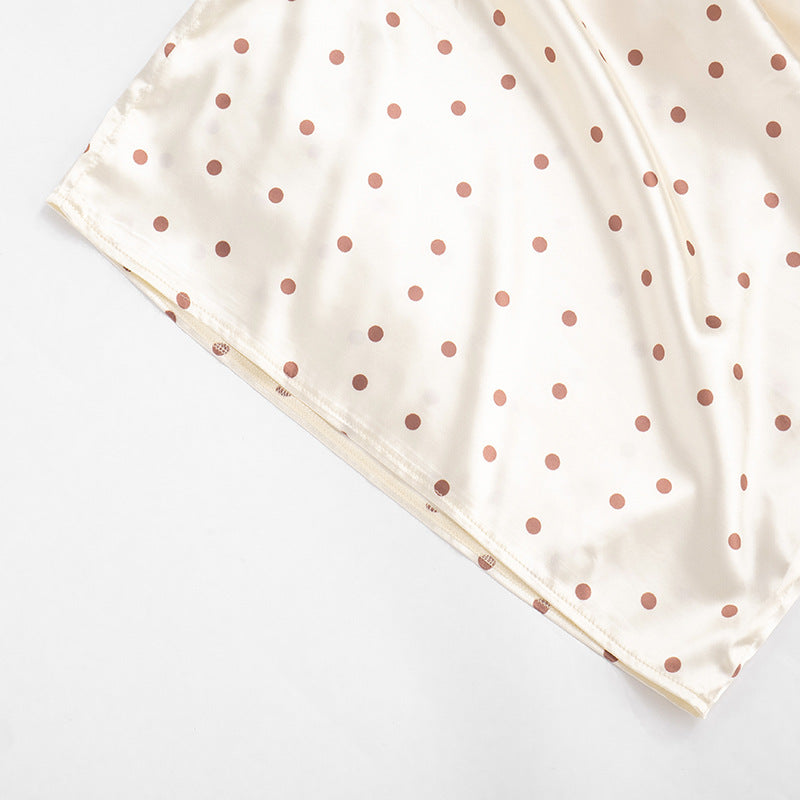 Apricot Polka Dot Strapless Bodycon Mini Dress - Cutout Ruched Mesh Patchwork Party Dress