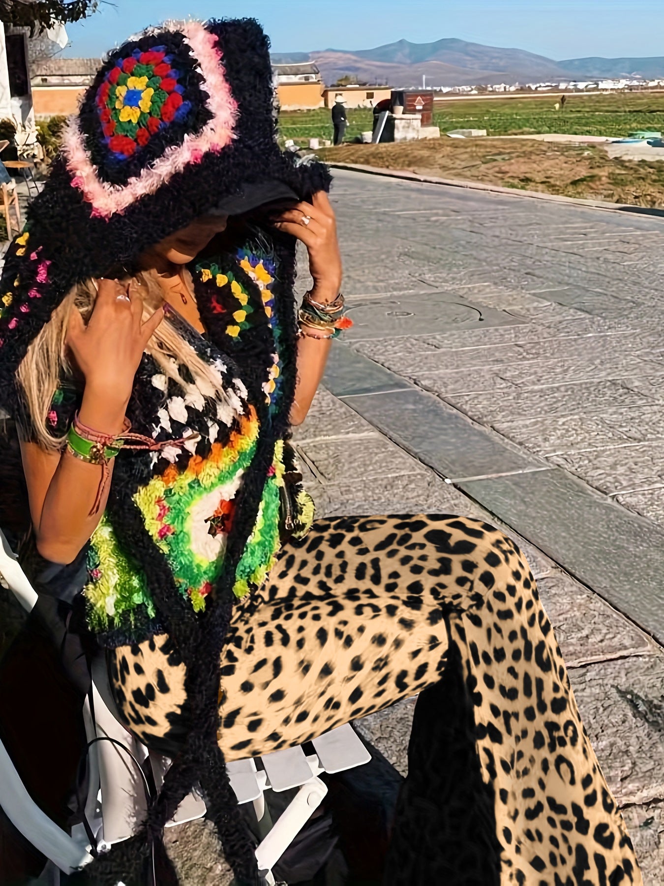 Leopard Print Bell Bottom Pants for Women: High-Waist Skinny Fit Flares