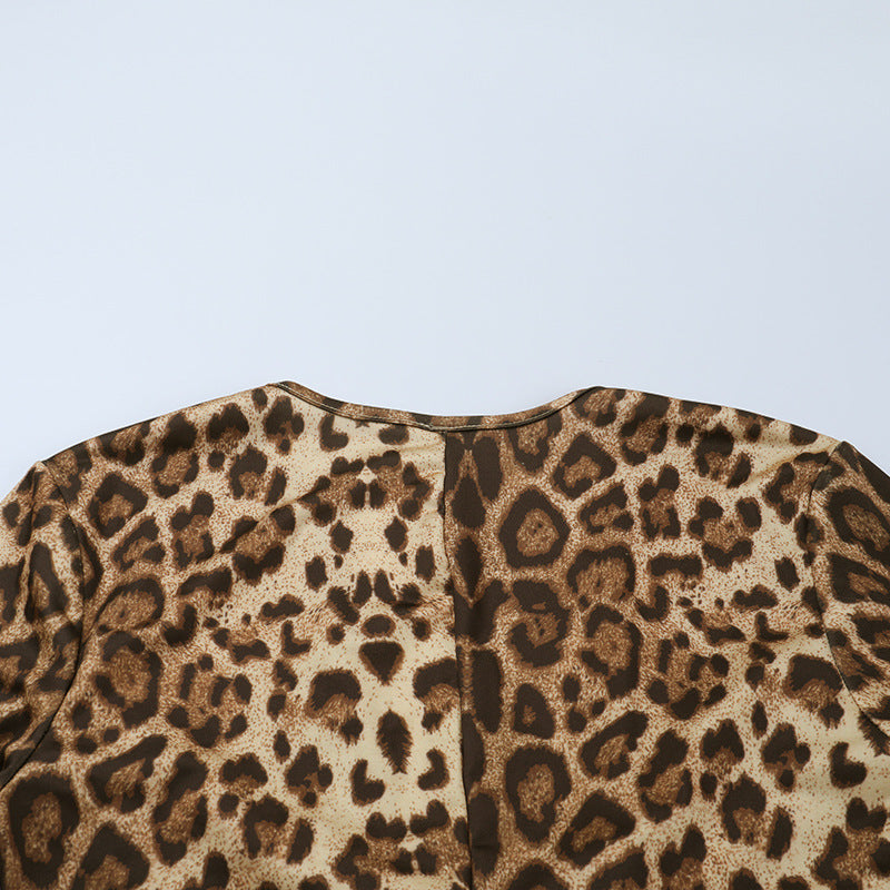 Leopard Print Maxi Dress: Long Sleeve Twist Front Bodycon Gown