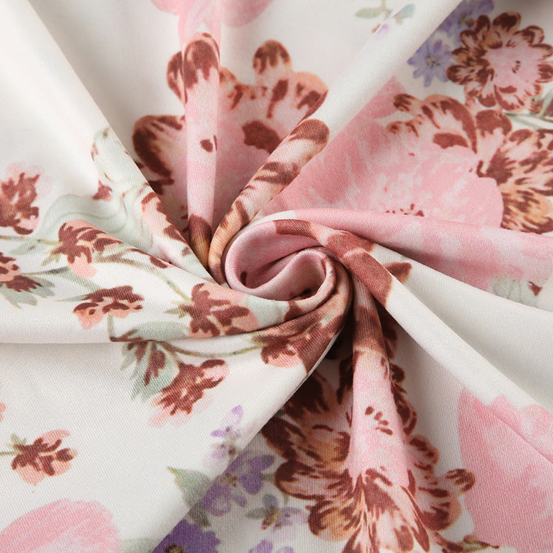 Pink Boho Cutout Maxi Dress - V-Neck Backless Floral Patchwork Vacation Dress