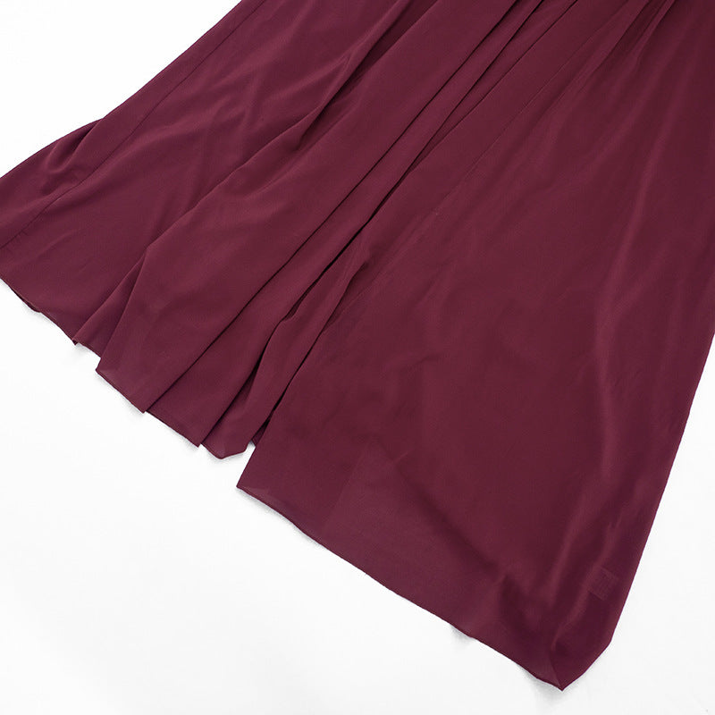 Wine Red Ruched Maxi Dress - Sleeveless Side Split A-Line Dress