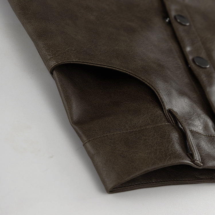 Retro Cutout Faux Leather Two-Piece Suit