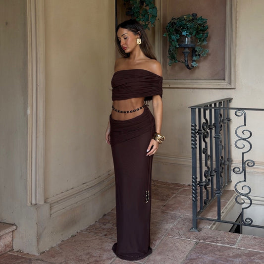 Heatwave Off-Shoulder Maxi Skirt Set