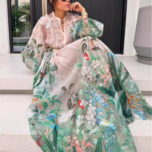 Elegant Printed Boho Maxi Dress