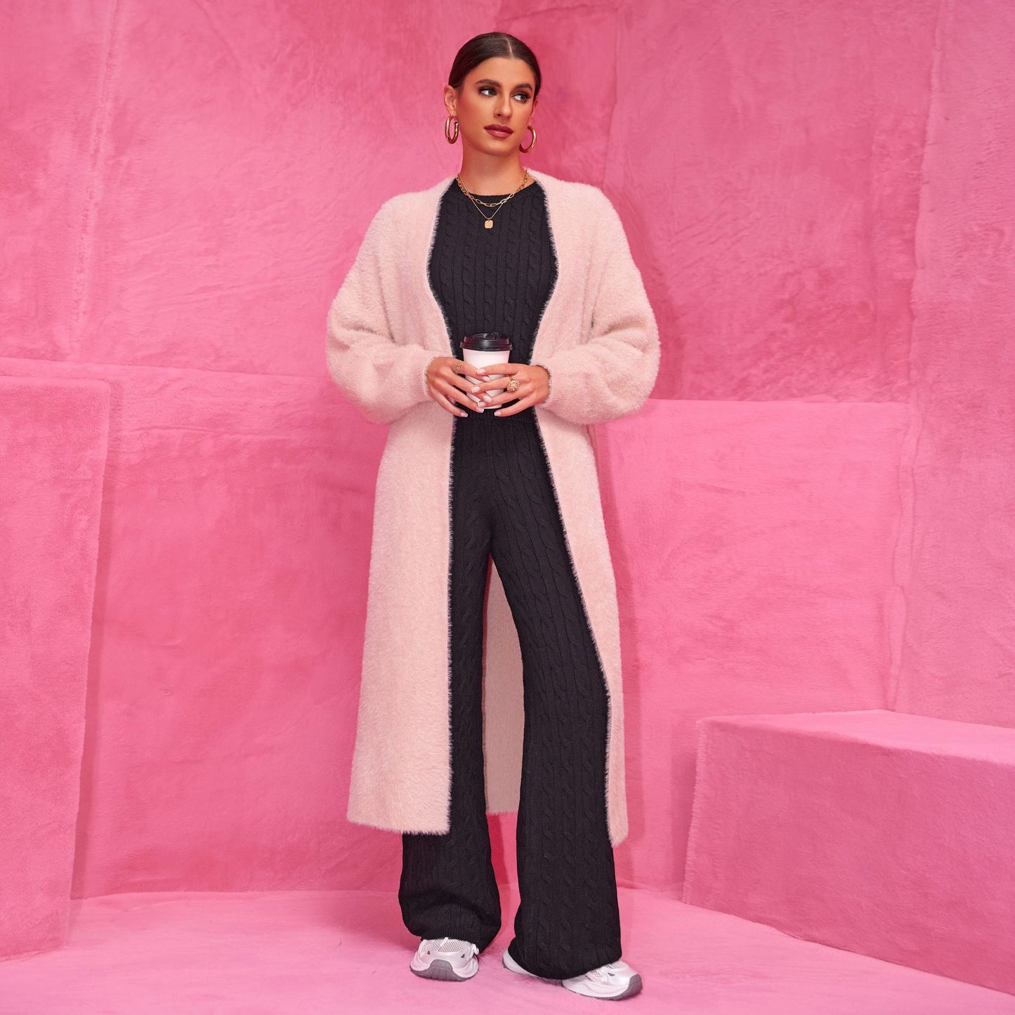Cozy Chunky Knit Maxi Sweater: Loose Fit Duster Coat Outerwear