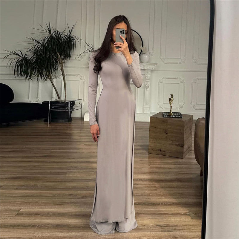Slim-Fit Long Sleeve Bootcut Two-Piece Set