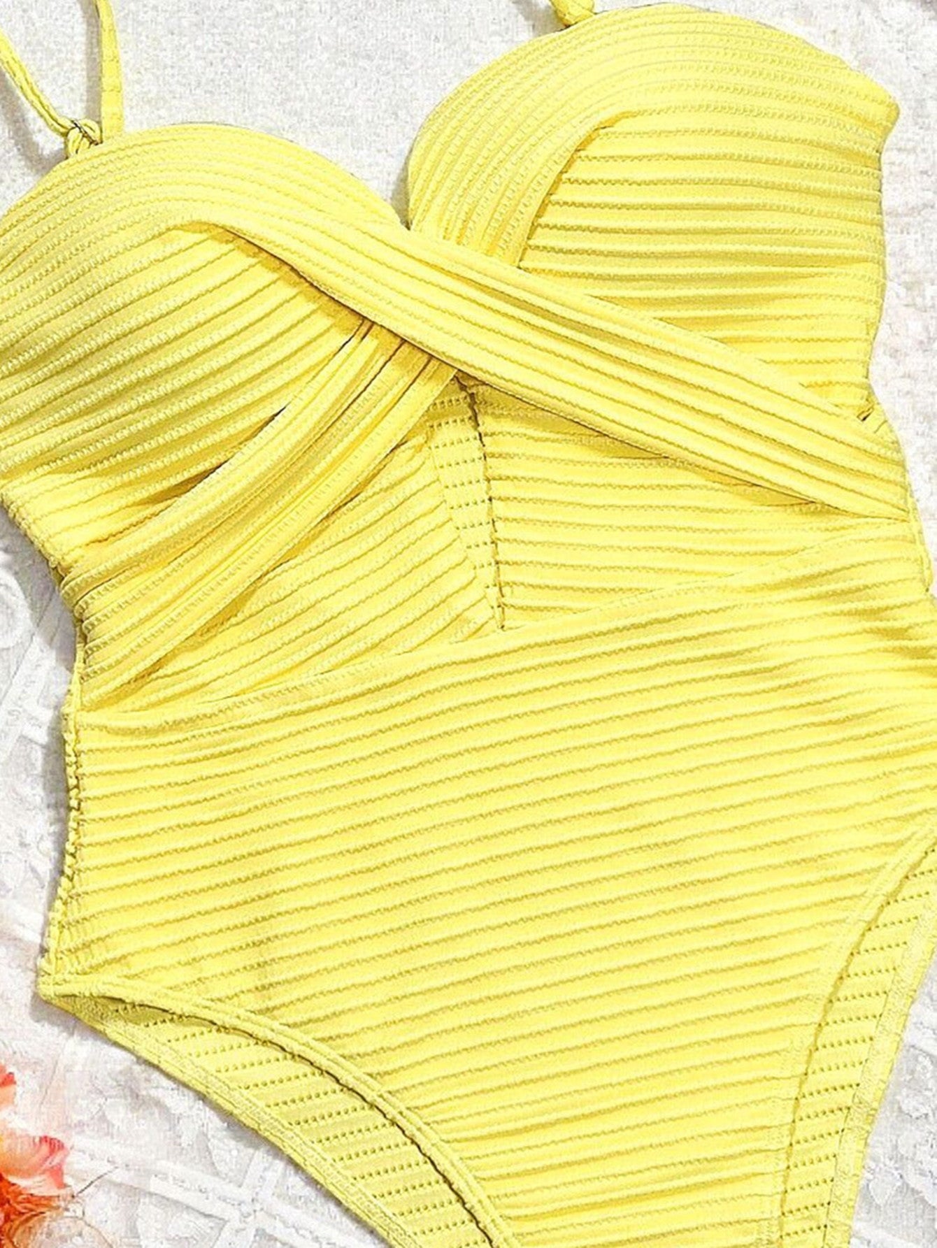 Yellow Cutout Strap One-Piece Swimsuit - Hollow-Out Boho Vacation Swimwear