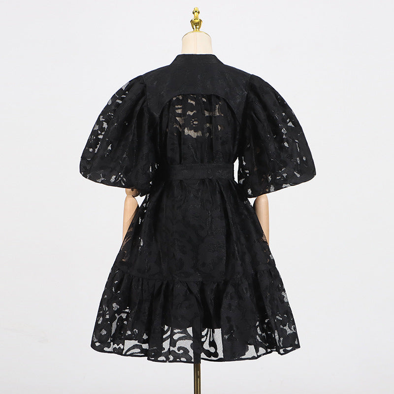 🌸 Camille Printed Lace-Up A-Line Dress