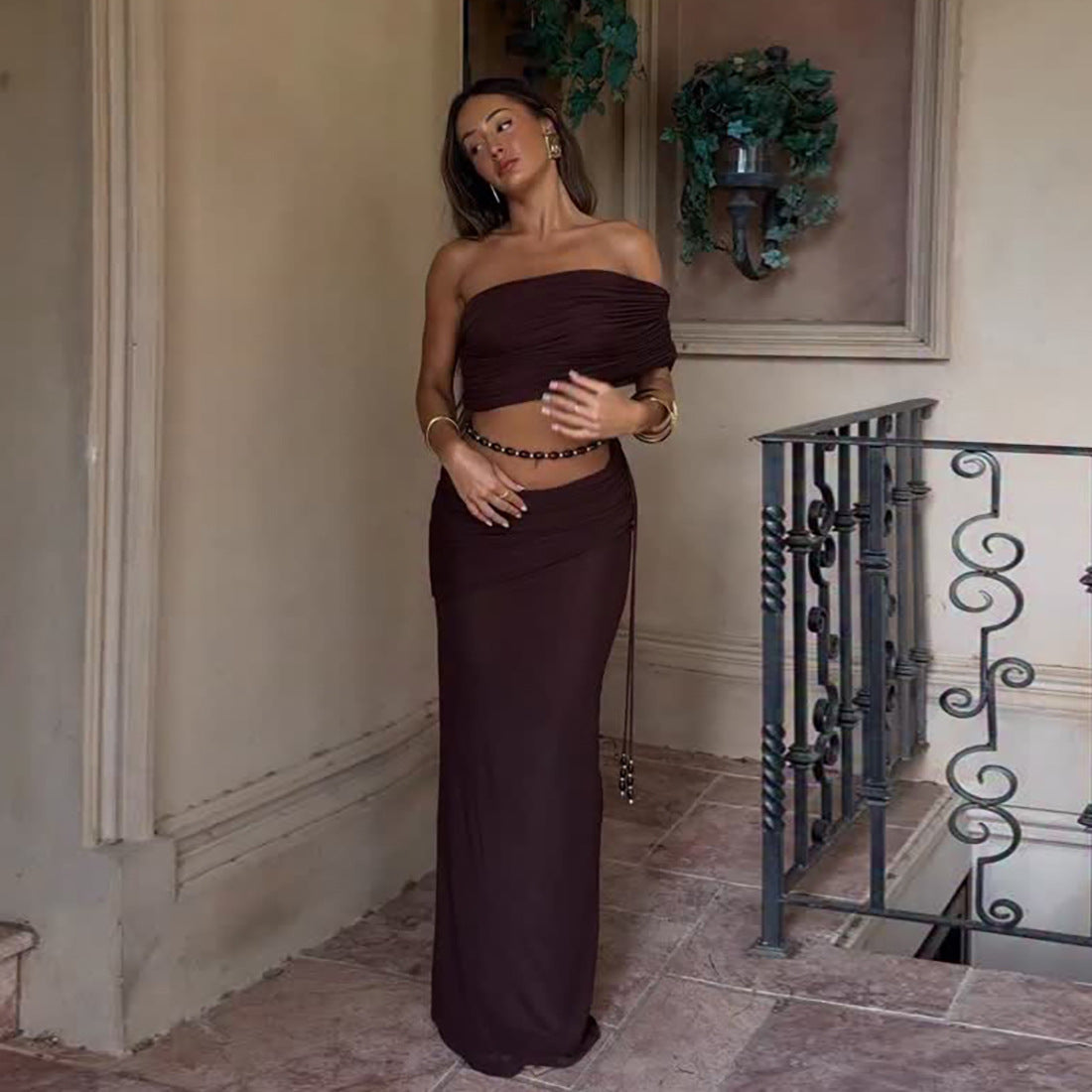 Heatwave Off-Shoulder Maxi Skirt Set