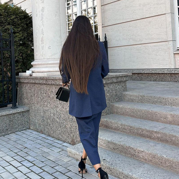 Elegant Striped Midi Skirt Set