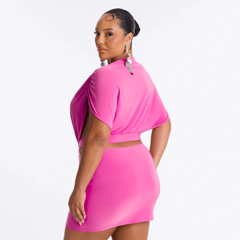 Cutout Ruched Bodycon Mini Dress | Short Sleeve Backless Dress | 2 Colors | Sizes S-L