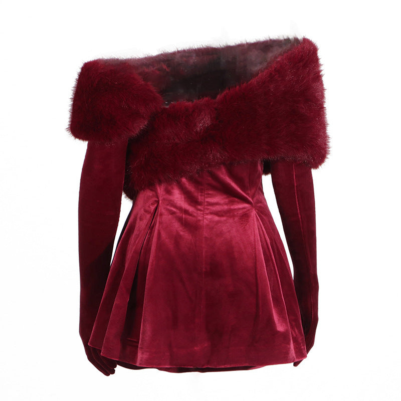 Sexy Velvet Rhinestone Tube Top Dress