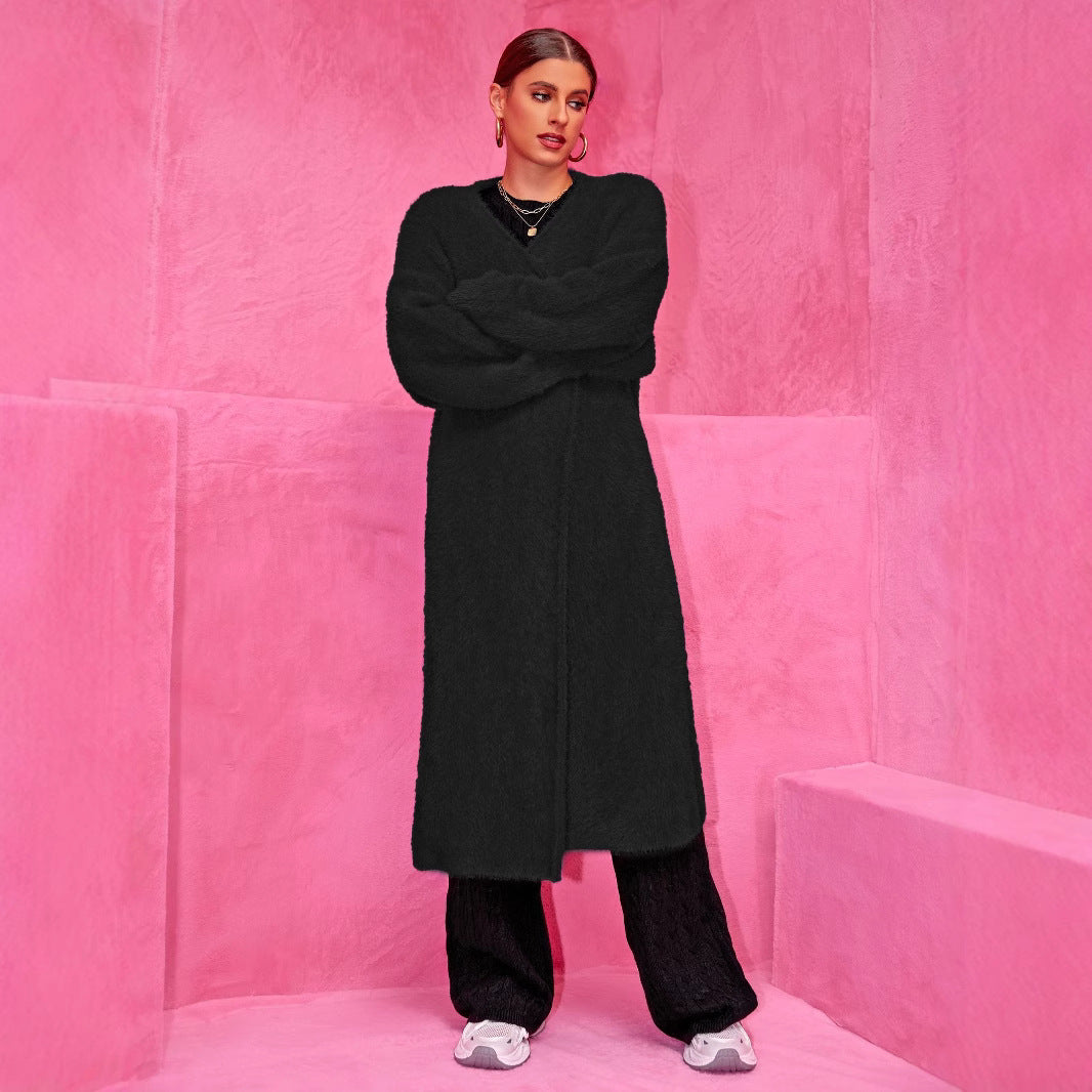 Cozy Chunky Knit Maxi Sweater: Loose Fit Duster Coat Outerwear