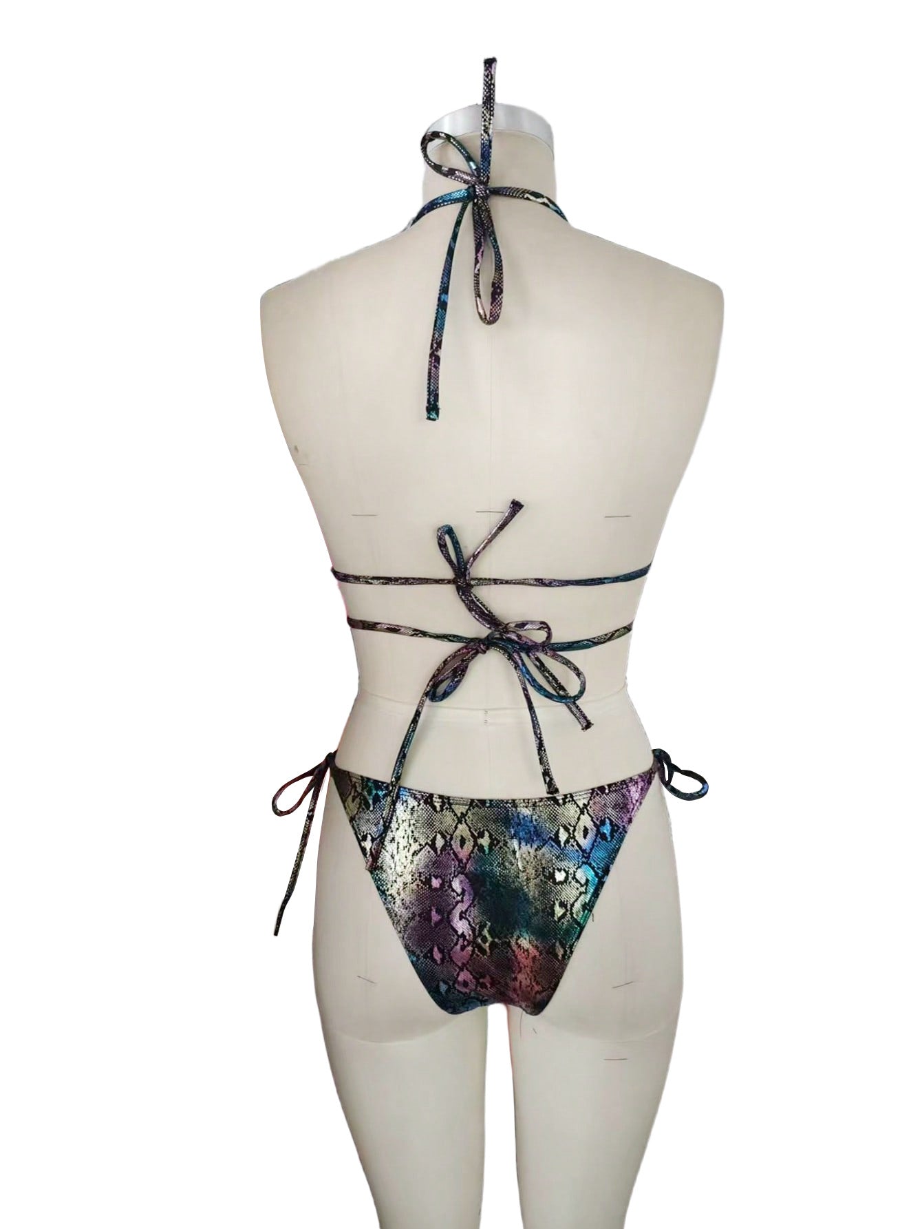 Animal Print Halter Swimsuit - Backless High Cut One Piece with Cutout Detail