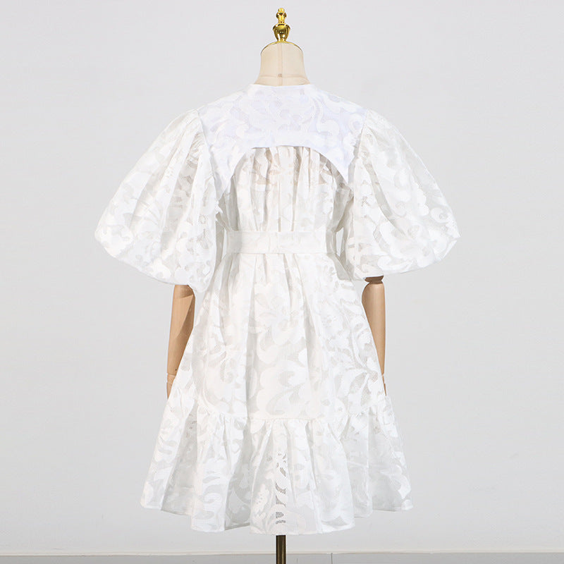 🌸 Camille Printed Lace-Up A-Line Dress