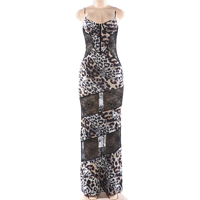Wild Desire Leopard Lace Maxi Dress