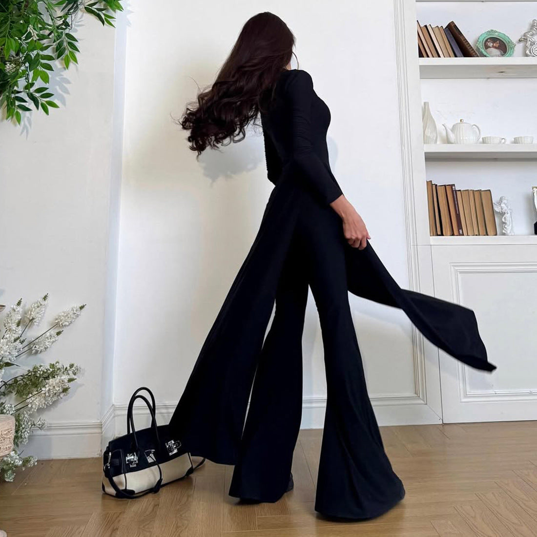 Slim-Fit Long Sleeve Bootcut Two-Piece Set