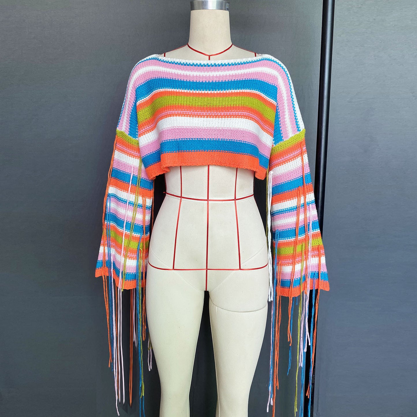 Short Cropped Tassel Sweater