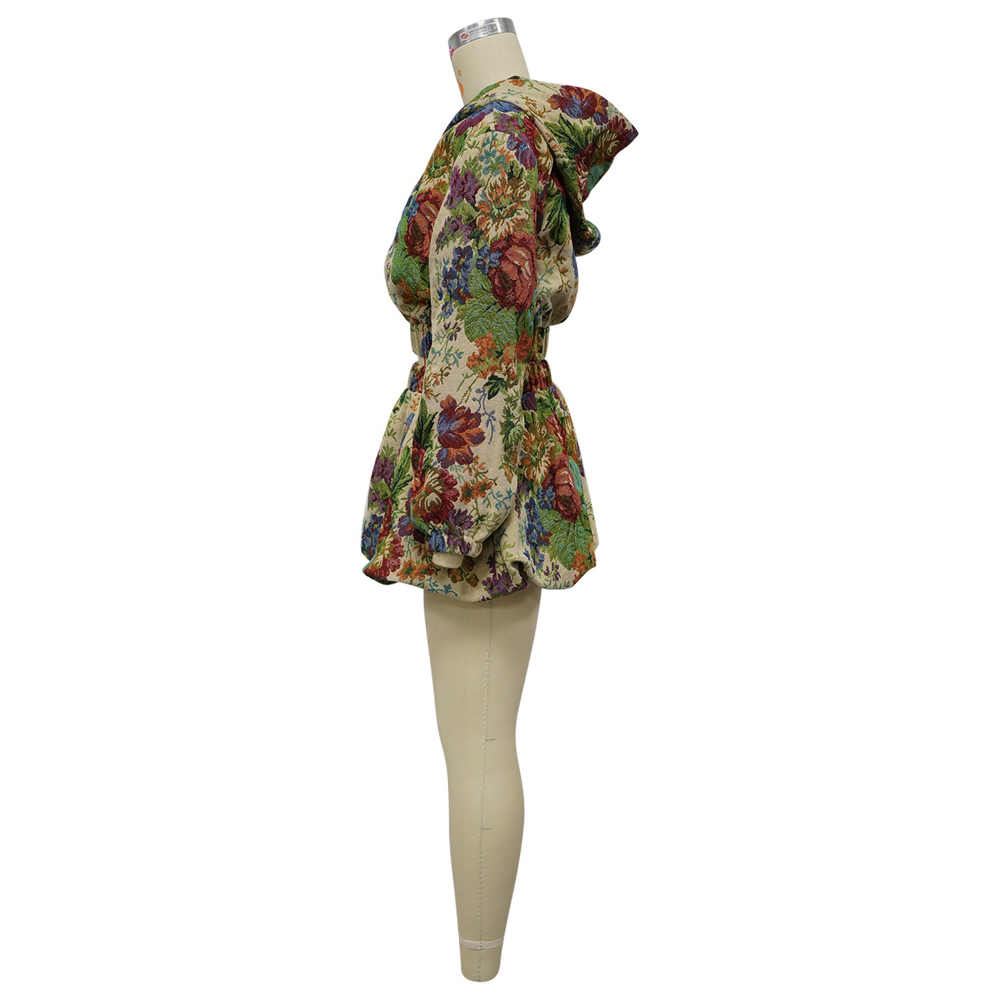 Jacquard Two Piece Skirt Set: Long Sleeve Zipper Top & Bodycon Mini Skirt