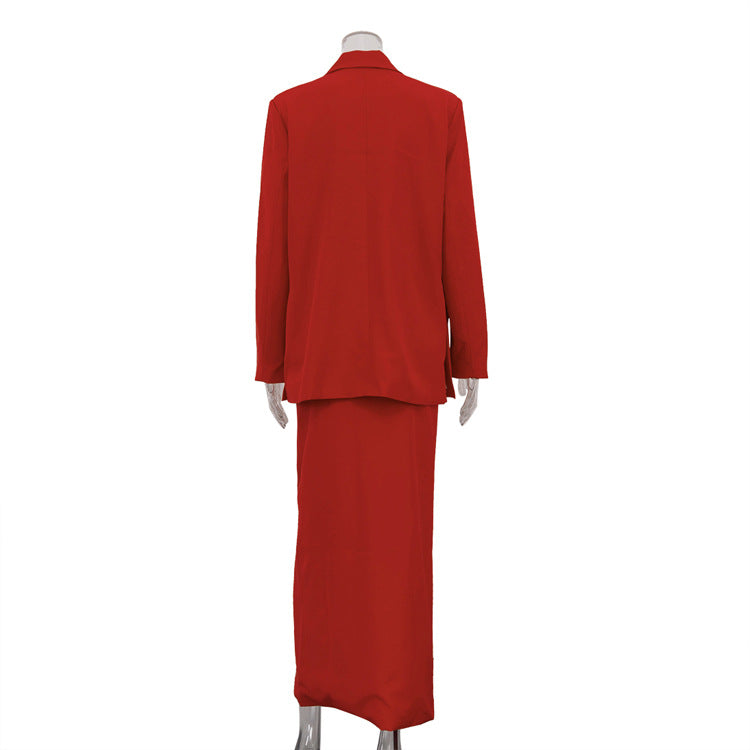 Elegant Split Maxi Skirt & Blazer Set