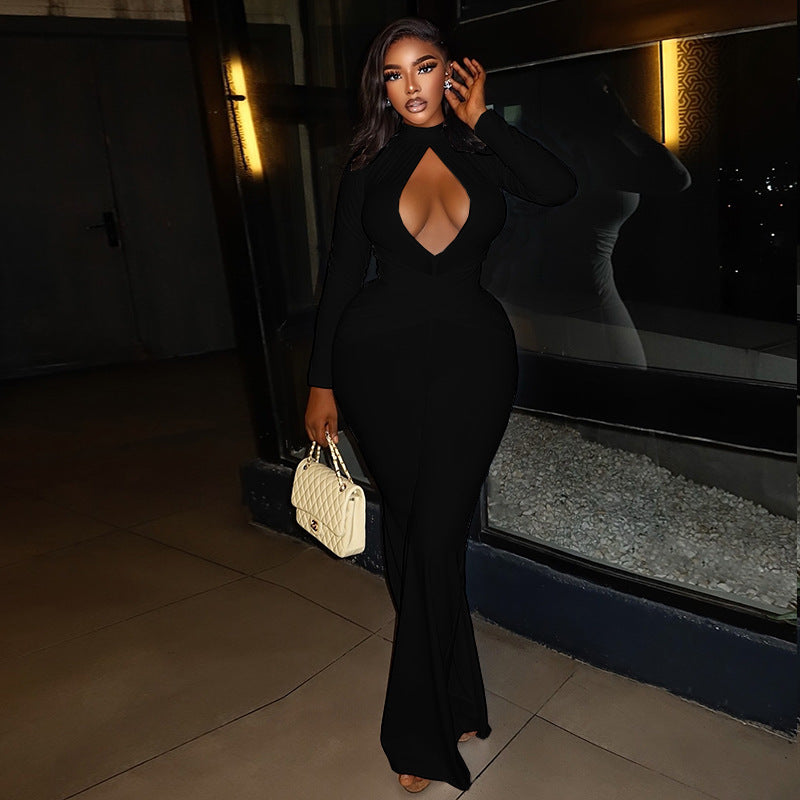 🖤 Aria Cutout Zip-Front Slim Jumpsuit