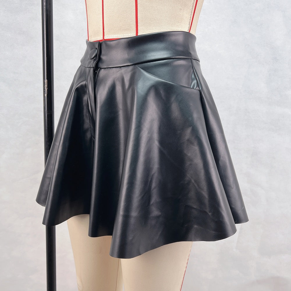 Sexy Asymmetric Faux Leather Skirt