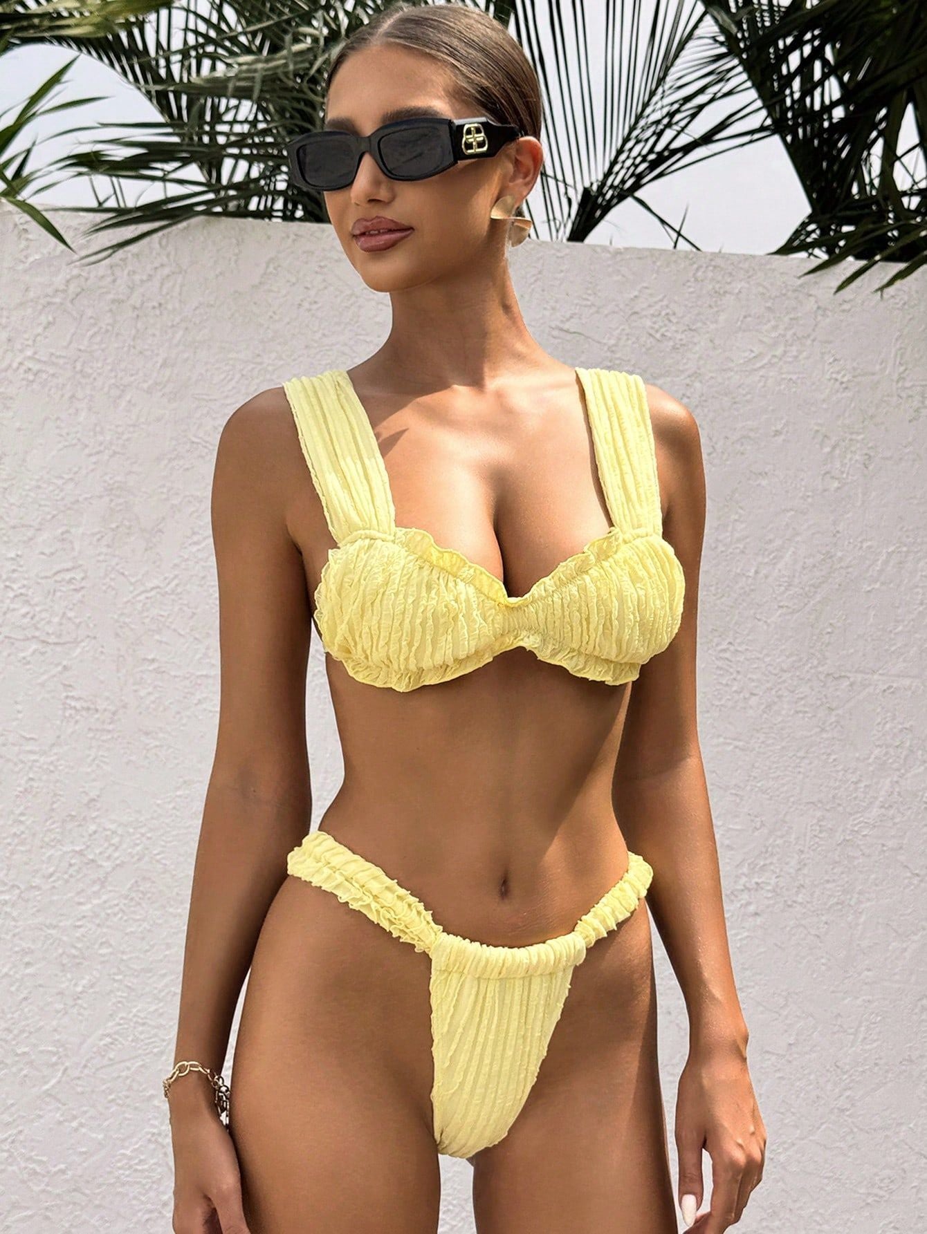 Azure Ruffle Tie Bikini Set