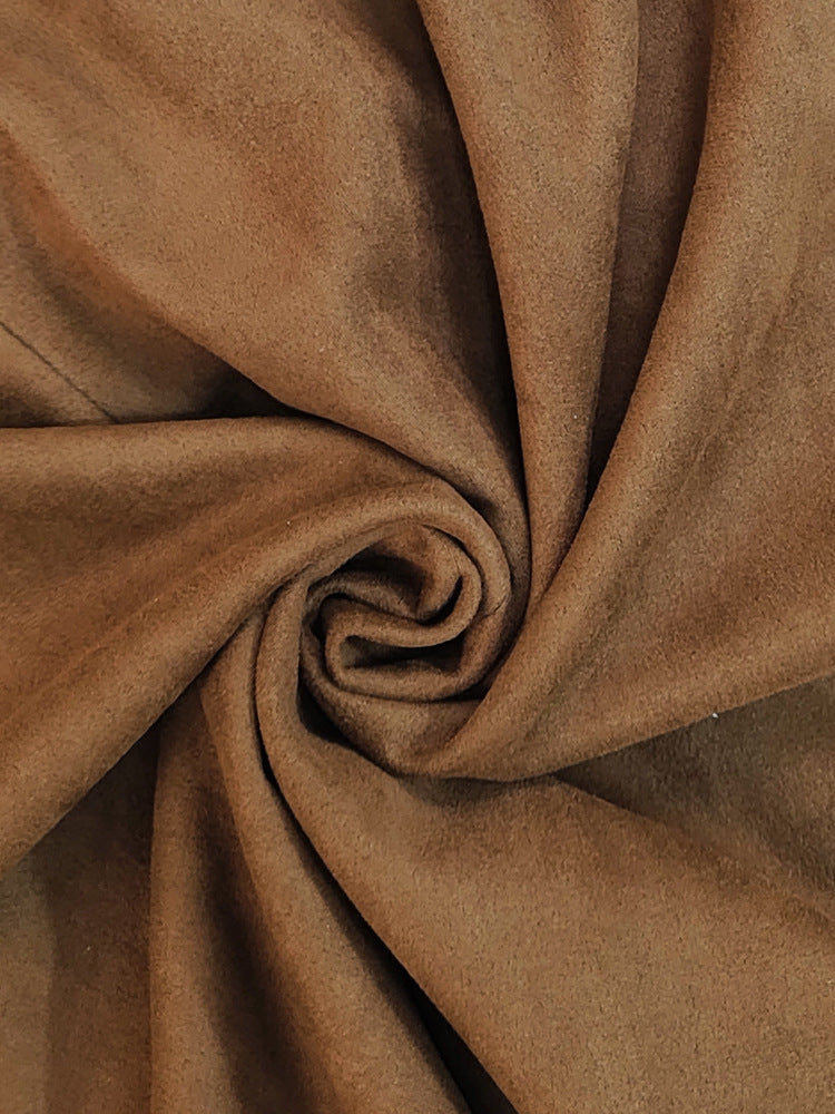 Women’s Loose Brown Long Sleeve Overcoat – Single-Breasted Belted Outerwear with Pockets