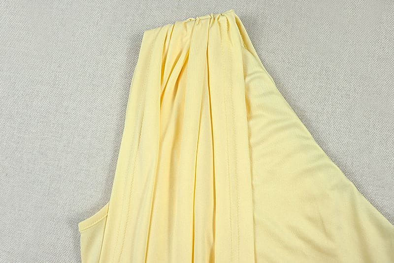 Women's One-Shoulder Ruched Maxi Dress – Asymmetric Sleeveless Bodycon Dress