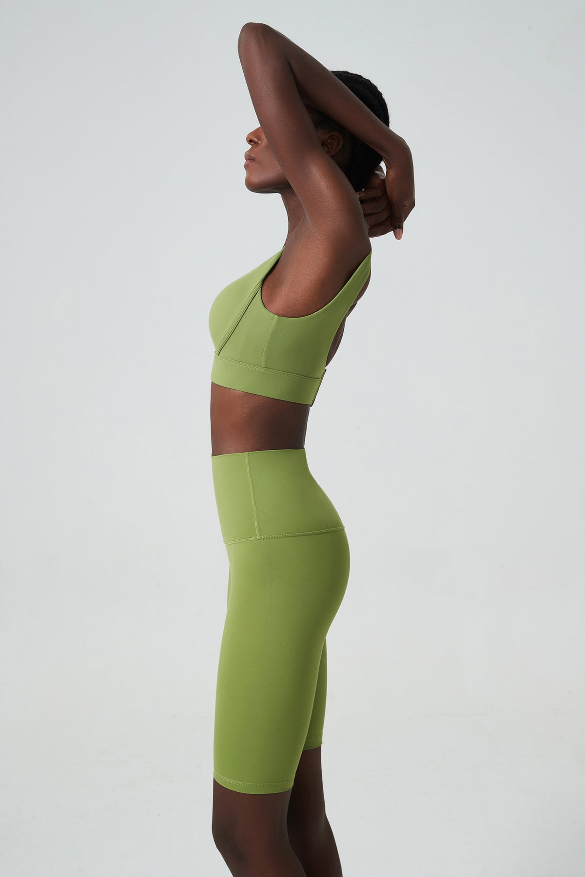 Women's Deep U-Back Yoga Set – Built-In Bra Top & High Waist Shorts