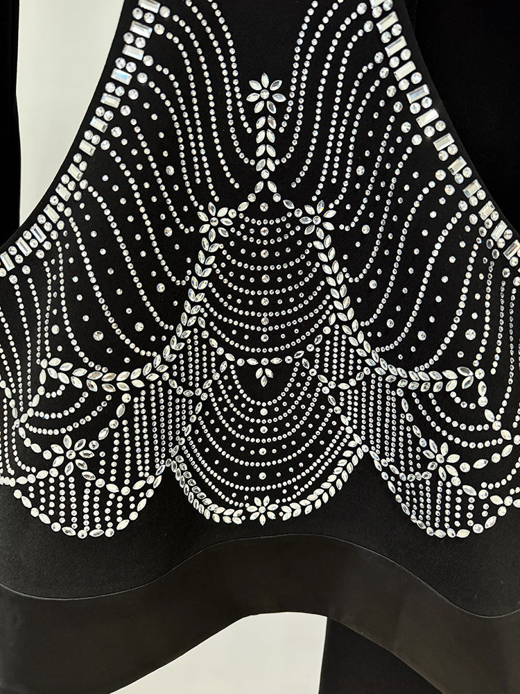 Rhinestone Cutout Backless Pant Suit