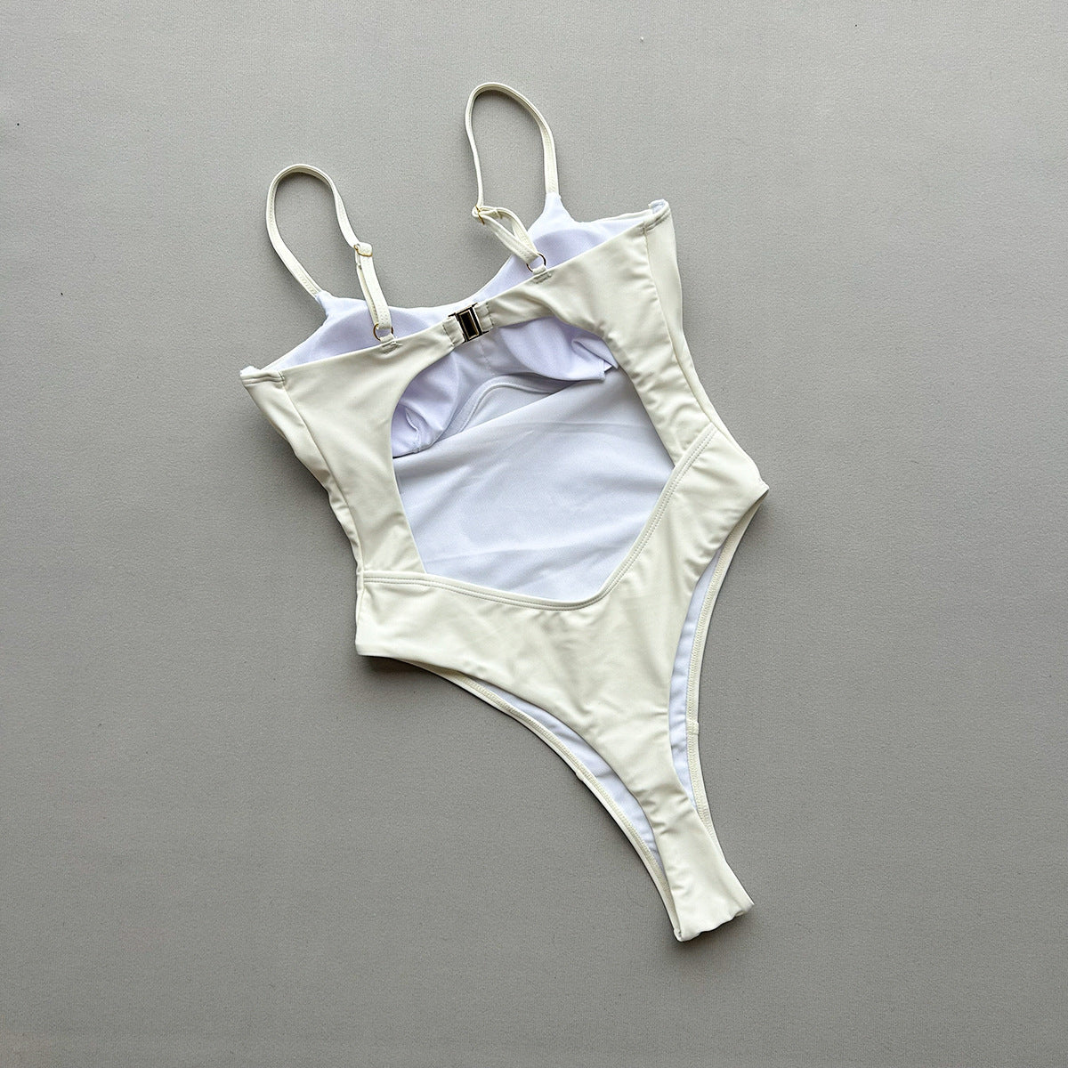Underwire Backless Cutout One-Piece Swimsuit - Solid Nylon Boho Vacation Swimwear