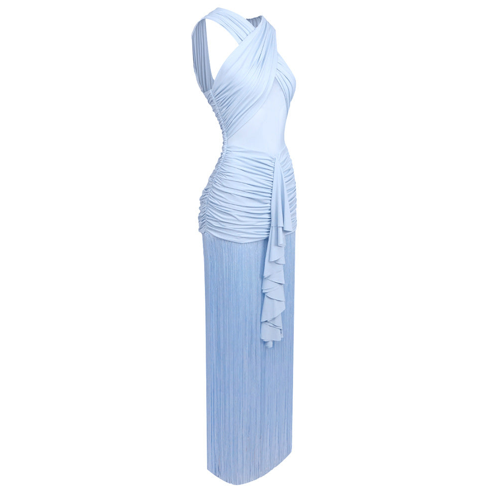 Ethereal Glow Halter Maxi Dress
