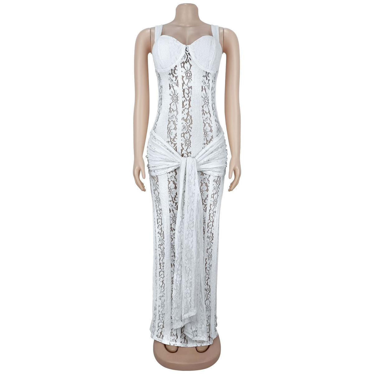 Women's Sheer Lace Maxi Dress – Sweetheart Bodycon Split Dress
