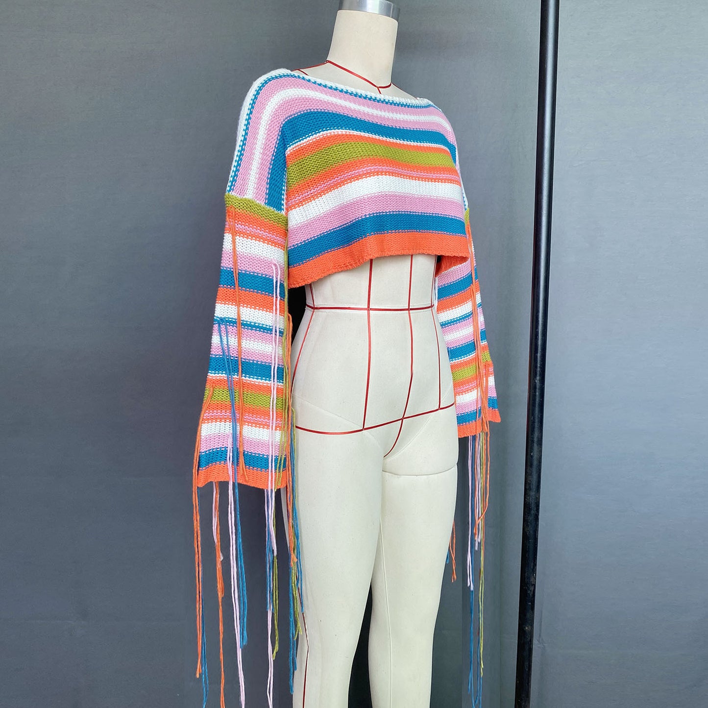 Short Cropped Tassel Sweater