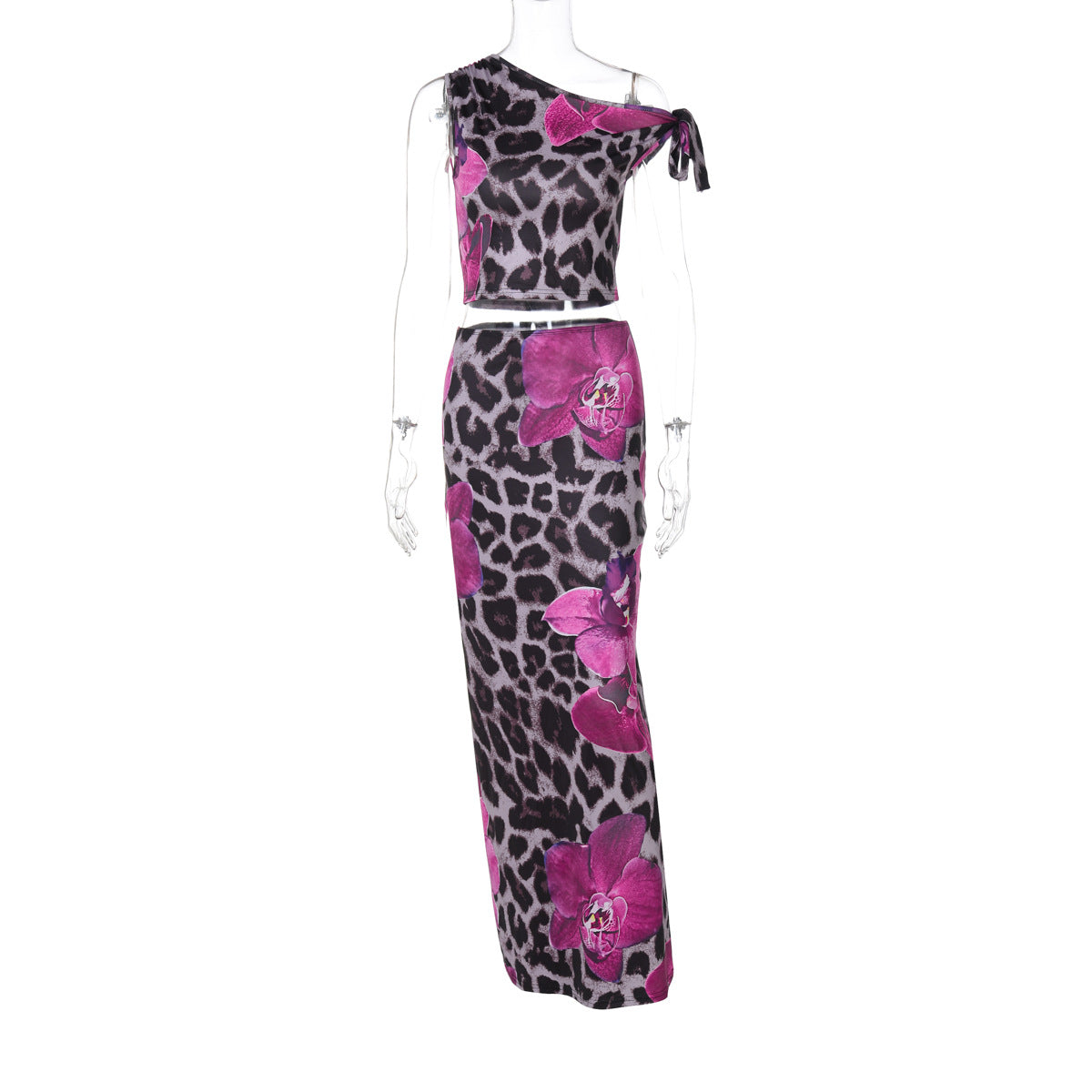 Printed One-Shoulder Two-Piece Set – Sexy & Elegant Summer Look