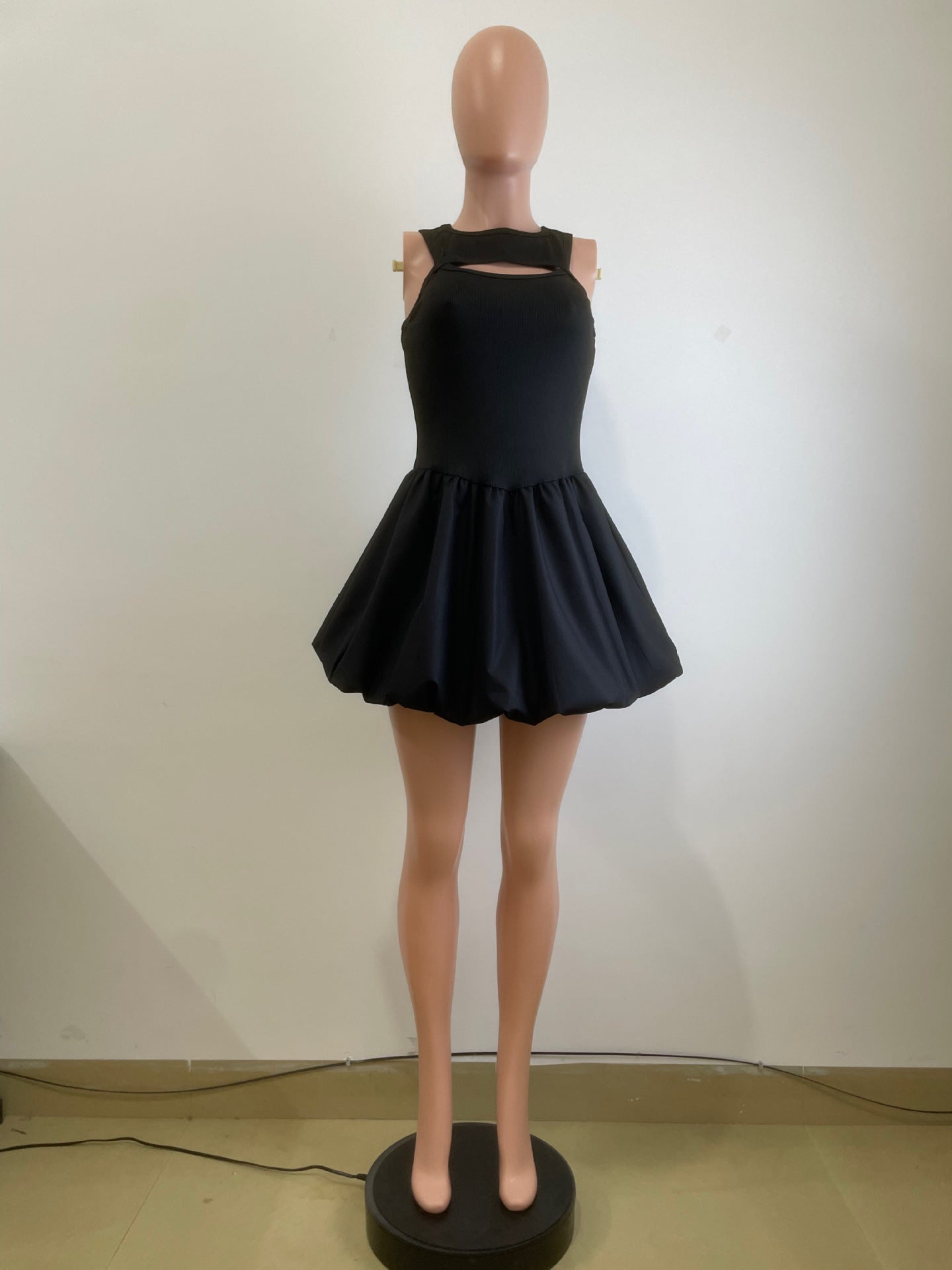 Black Cutout Mini Dress - Sleeveless A-Line Bodycon