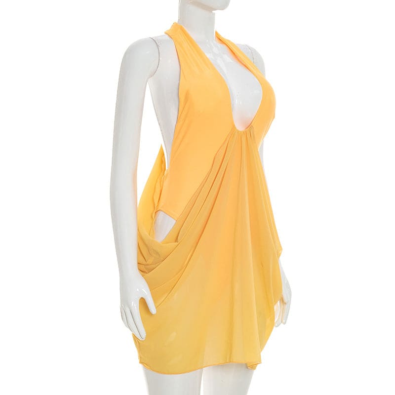 Women's Halter Cutout Mini Dress – Sleeveless Bodycon Party Dress