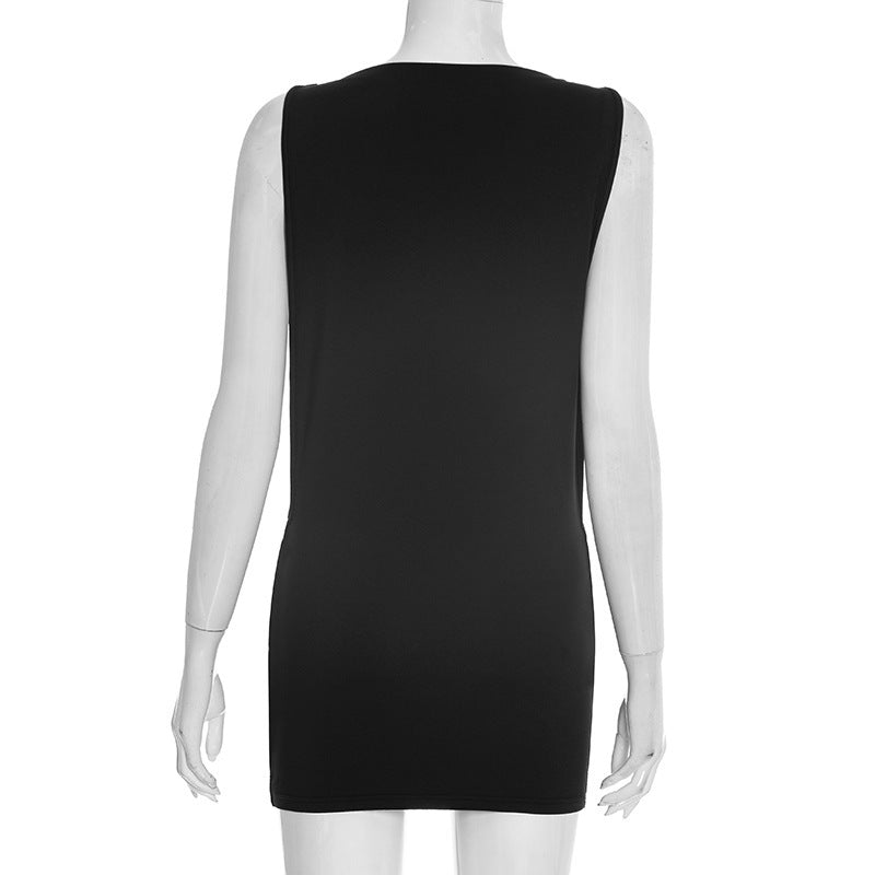 Black Cutout Bodycon Mini Dress - Sleeveless Crew Neck Party Club Dress