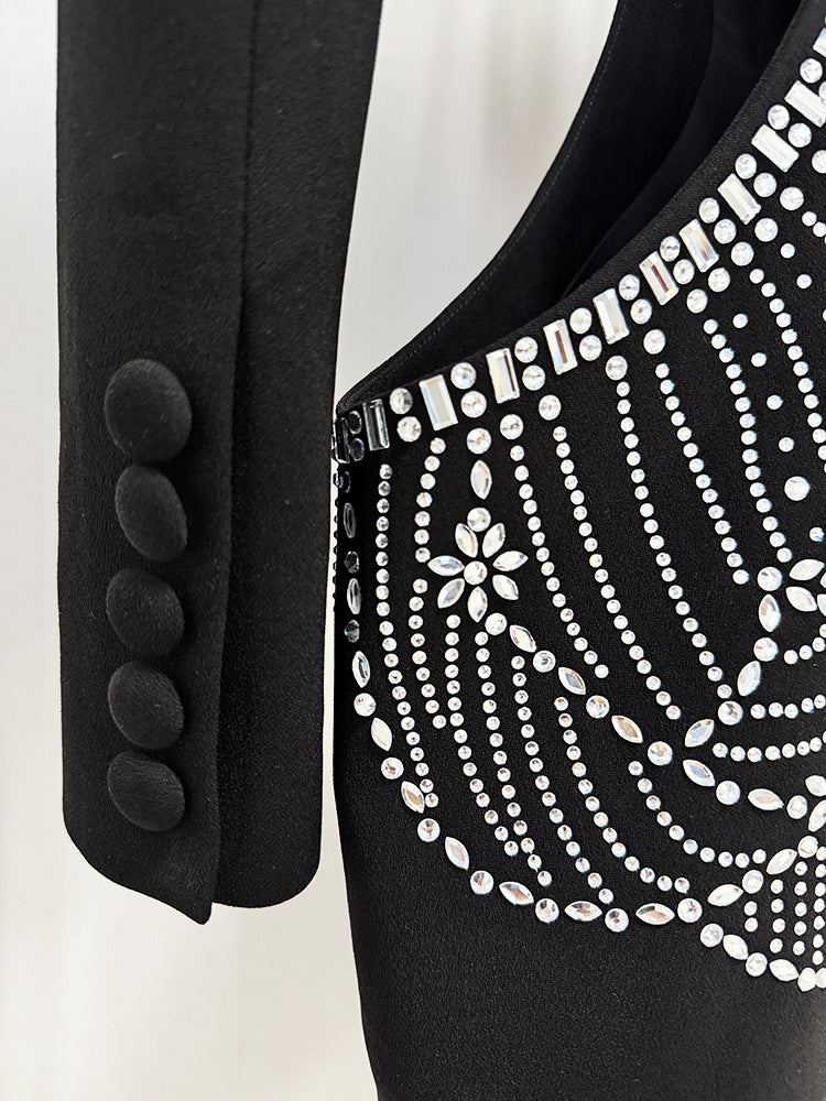 Rhinestone Cutout Backless Pant Suit